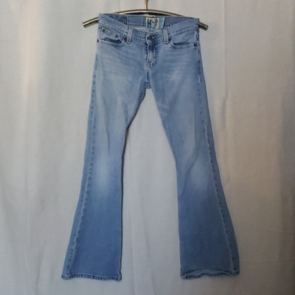 Vintage Hollister Hco super flare low rise whiskers denim blue jeans women's 1 S